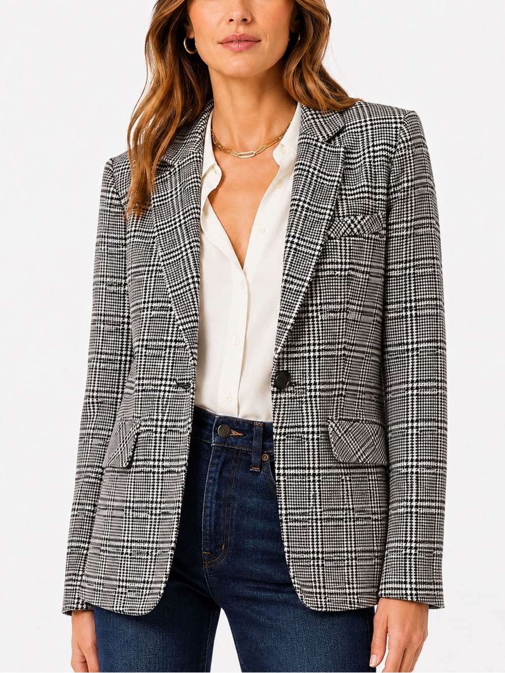 Veronica Beard Rhett Dickey Jacket Plaid Blazer Black White 6 Preppy Classic